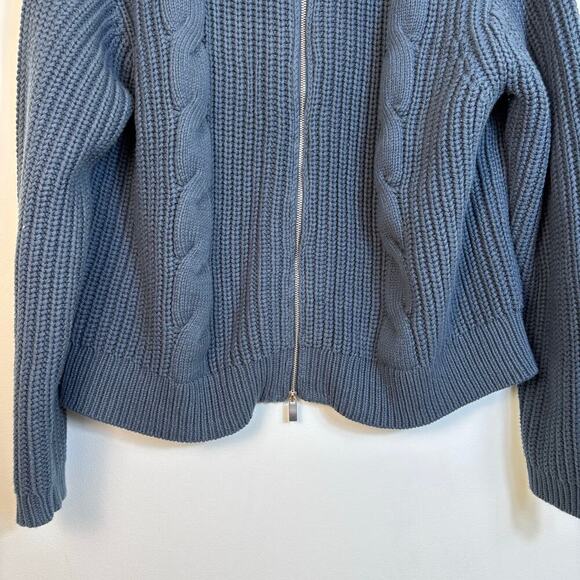Haven Well Within Cotton Mixed Stitch Double Zip Cardigan size Small Neptune - Picture 5 of 9